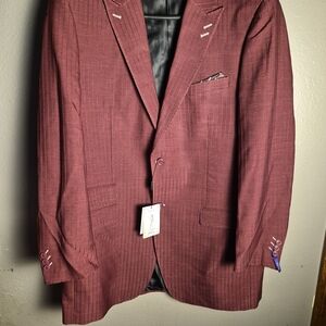 Men's Burgundy Pinstripe Blazer - Classic Tailored Style